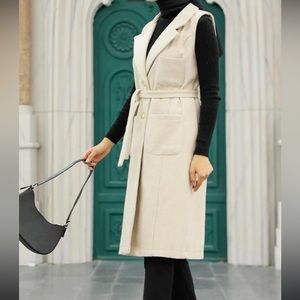 Women’s BUTTON DOWN BELTED VEST with Silver Buttons